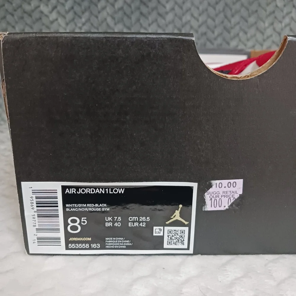 Air Jordan 1 Low Reverse Black Toe Men's Sneakers Shoes Size 8.5